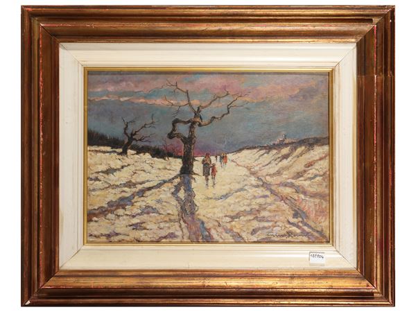 Paesaggio innevato con figure