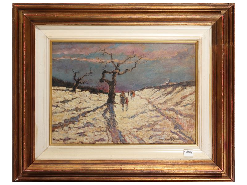 Paesaggio innevato con figure