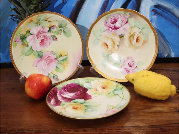 Three 'Florists' porcelain plates, Ginori