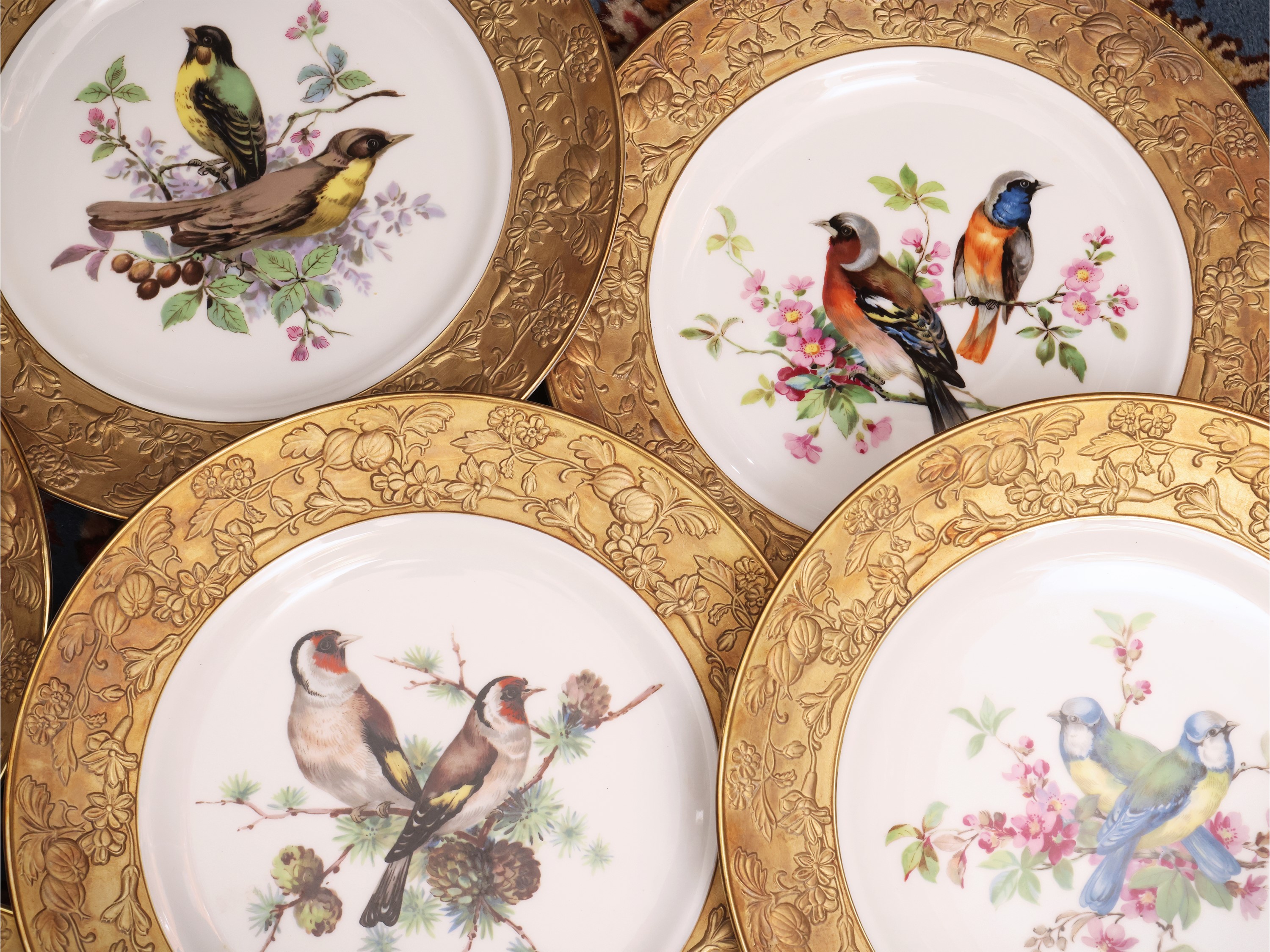 Serie di sei piatti decorativi, porcellana Bavaria, diametro 26,5 cm