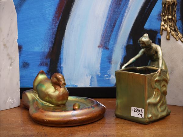 Due ceramiche a lustro, Zsolnay Pecs
