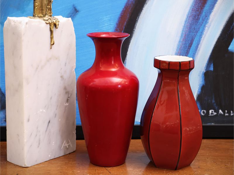 Zsolnay Pécs, Due piccoli vasi in ceramica rossa (Ungheria)