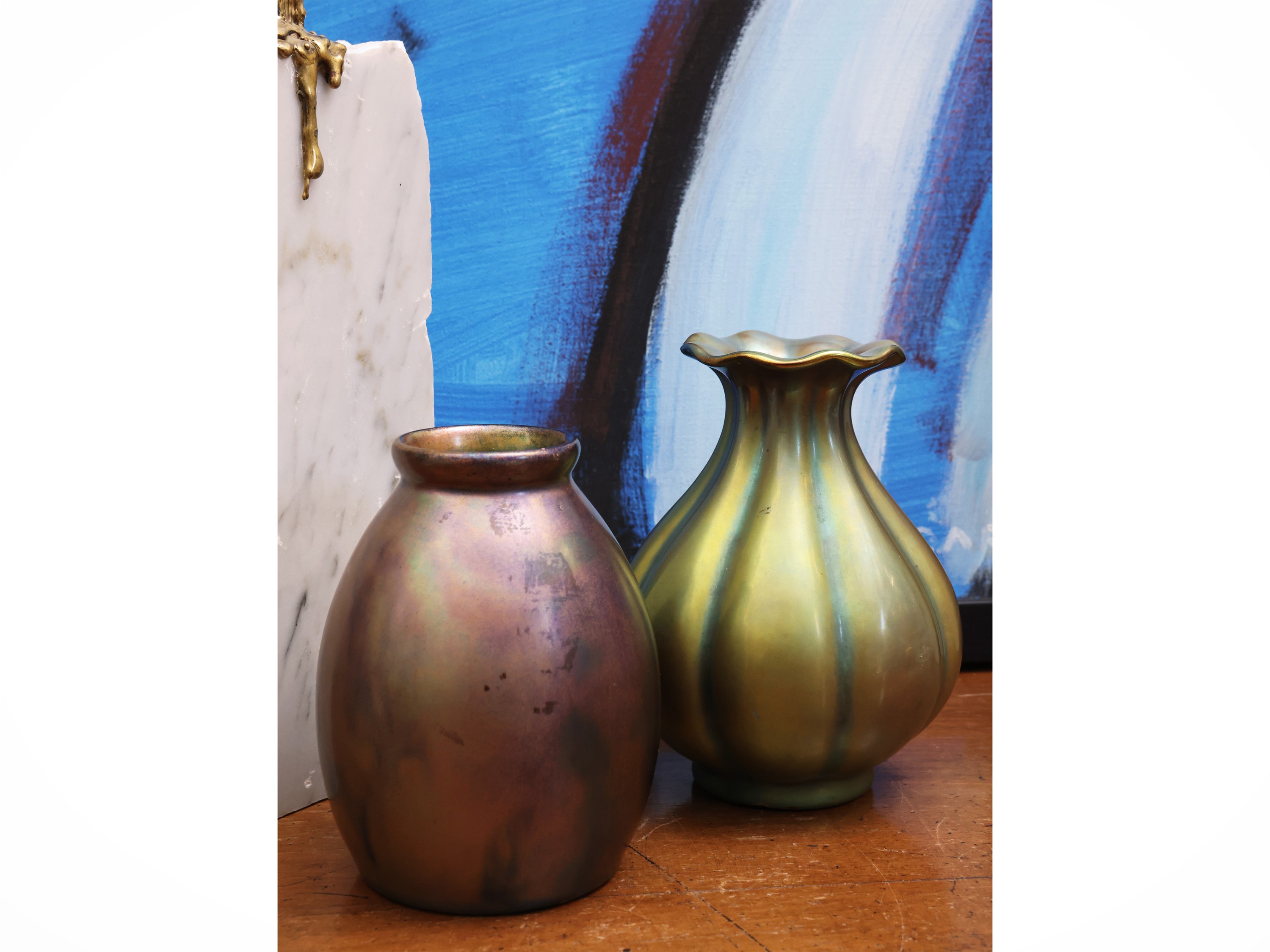 Zsolnay Pécs, Due piccoli vasi in ceramica a lustro (Ungheria)