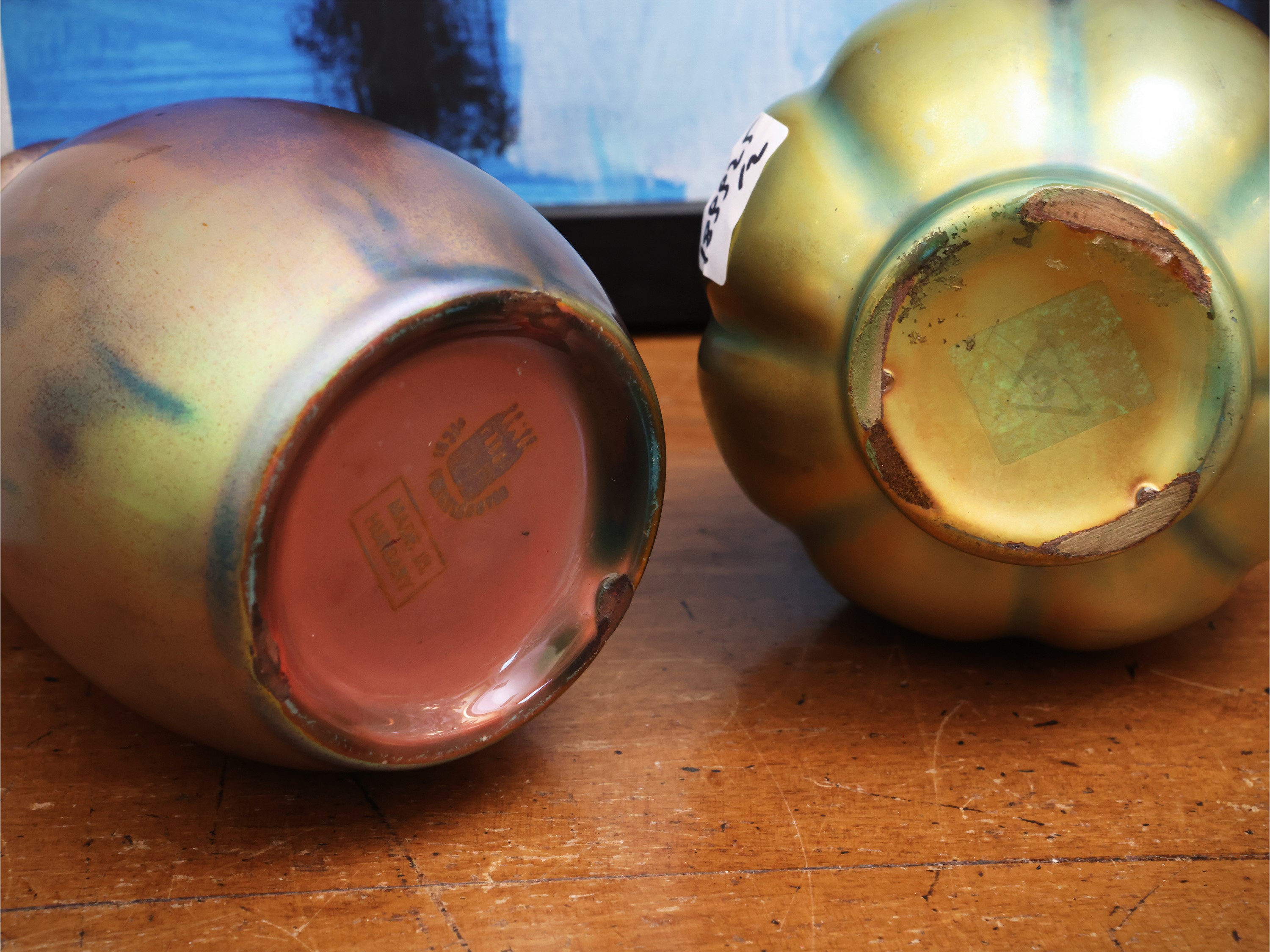 Zsolnay Pécs, Due piccoli vasi in ceramica a lustro (Ungheria)