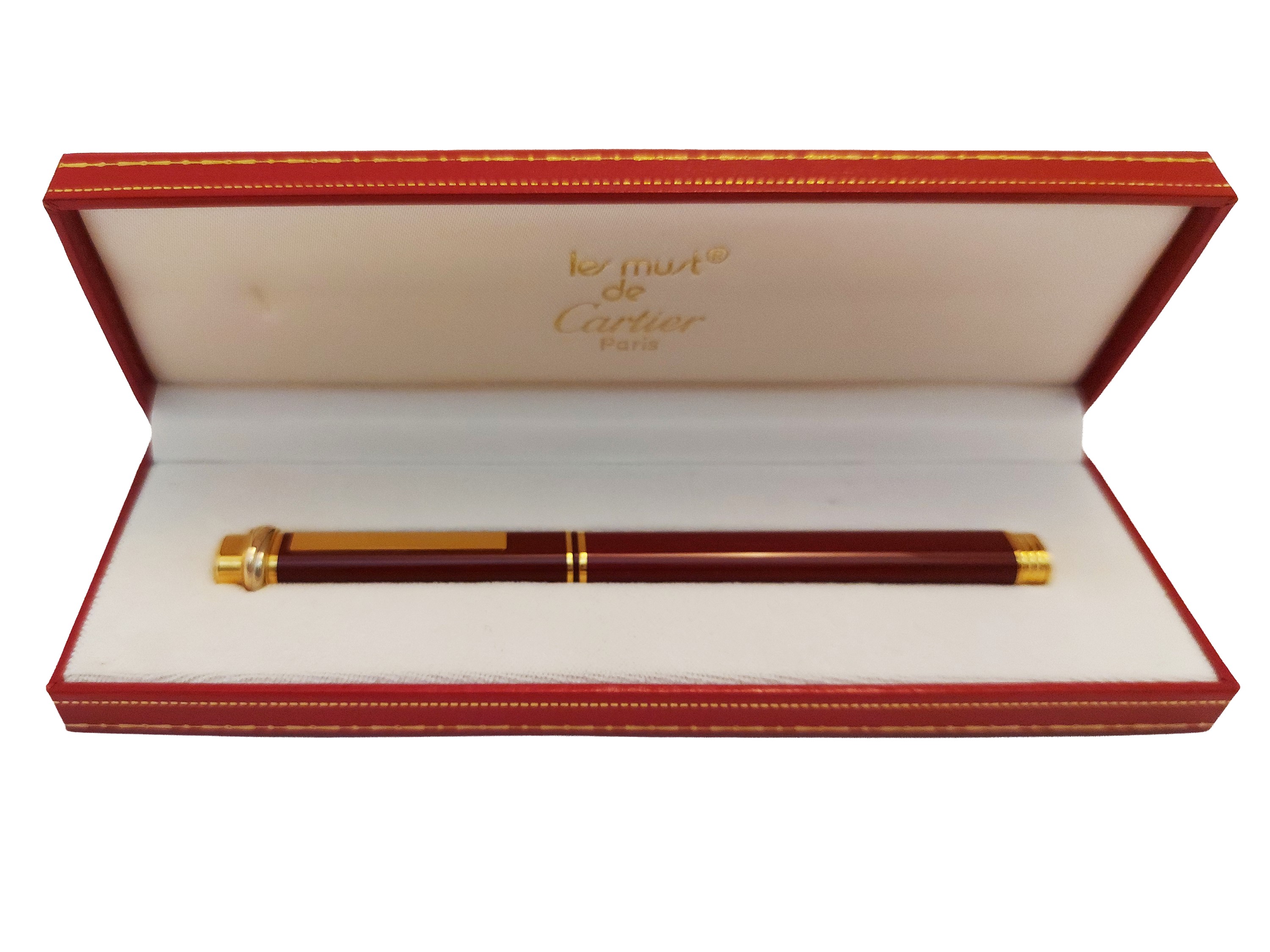 Cartier, Must de Cartier Trinity Vendome—penna stilografica con cappuccio in lacca e pennino in o...