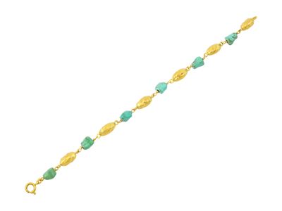 Bracciale, oro giallo 18 kt e turchese a piccoli elementi a pepite