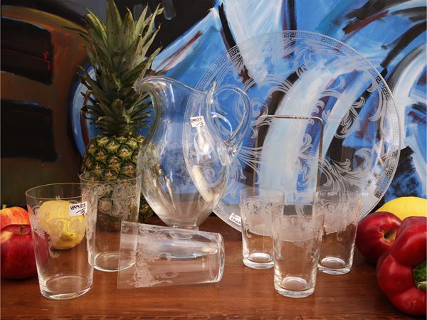 Pyrographed glass tableware set