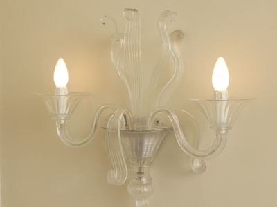 Coppia di applique, vetro soffiato di Murano