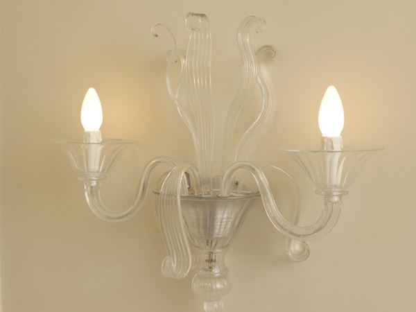 Coppia di applique in vetro soffiato di Murano