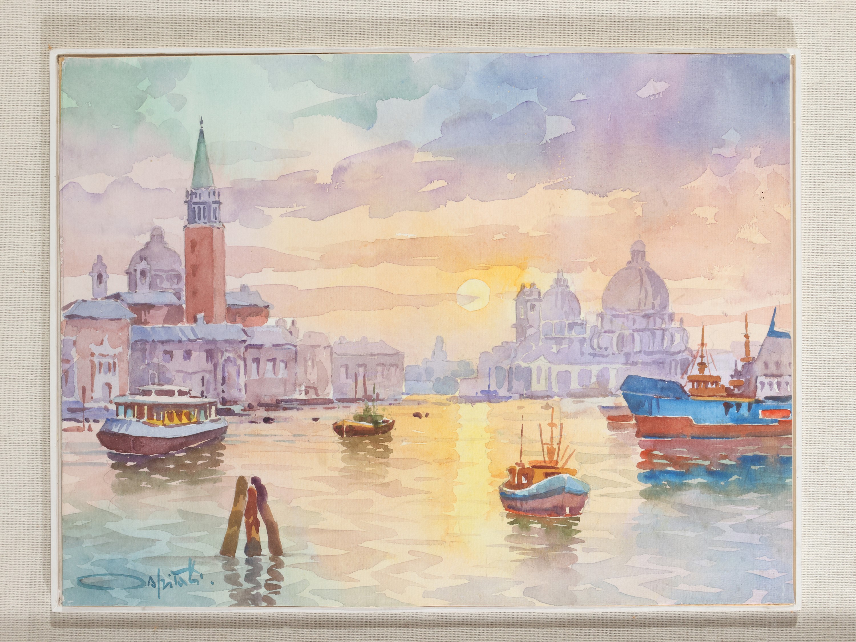 Giovanni Ospitali - Canale veneziano (acquerello su carta)