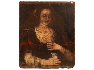 Ritratto di dama, olio su tavola, XVII/XVIII secolo