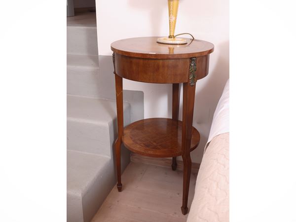 Bedside table veneered in cherry and other essences