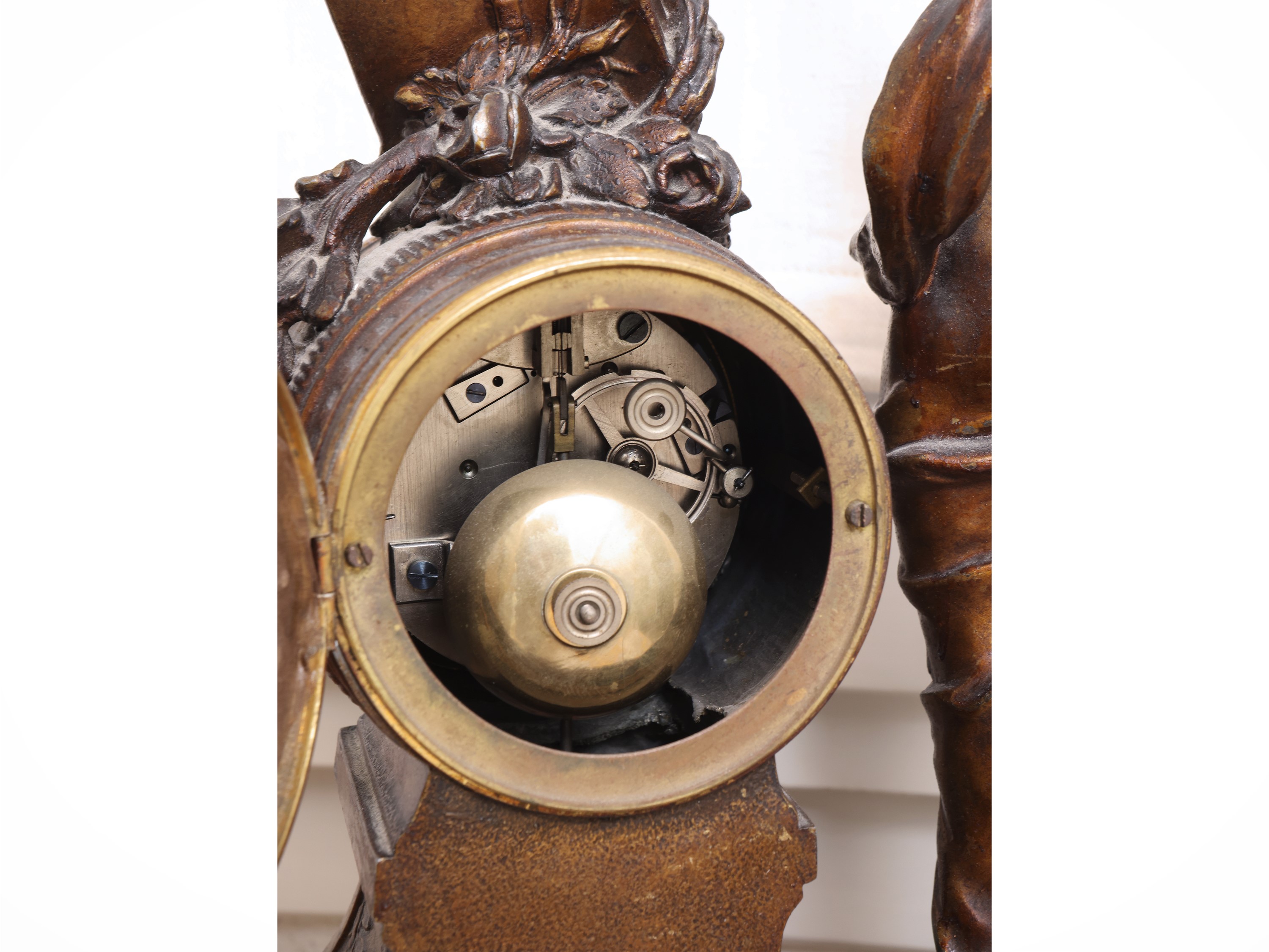 Orologio da Tavolo in Antimonio Patinato e Marmo