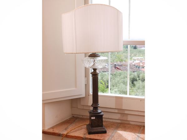 Patinated metal table lamp