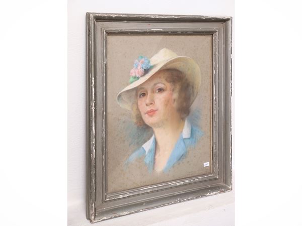 Ritratto di donna con cappello  (XX secolo)  - Asta La casa moderna - Maison Bibelot - Casa d'Aste Firenze - Milano