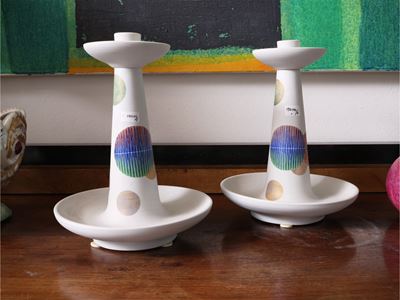 Coppia di Candelieri in Porcellana, Giovanni Conti per Mangani e Banca Toscana, 1992