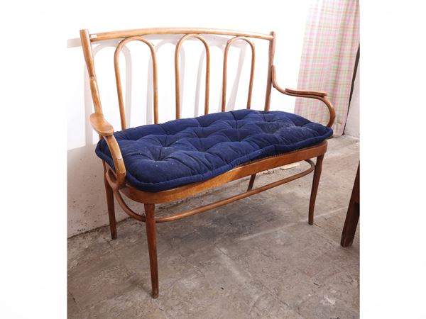 Bent beech and Vienna straw sofa