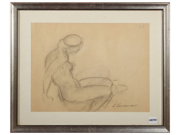 Ludolf Verworner : Studio di nudo femminile  - Asta Luce di Toscana. Maestri del Novecento - Maison Bibelot - Casa d'Aste Firenze - Milano