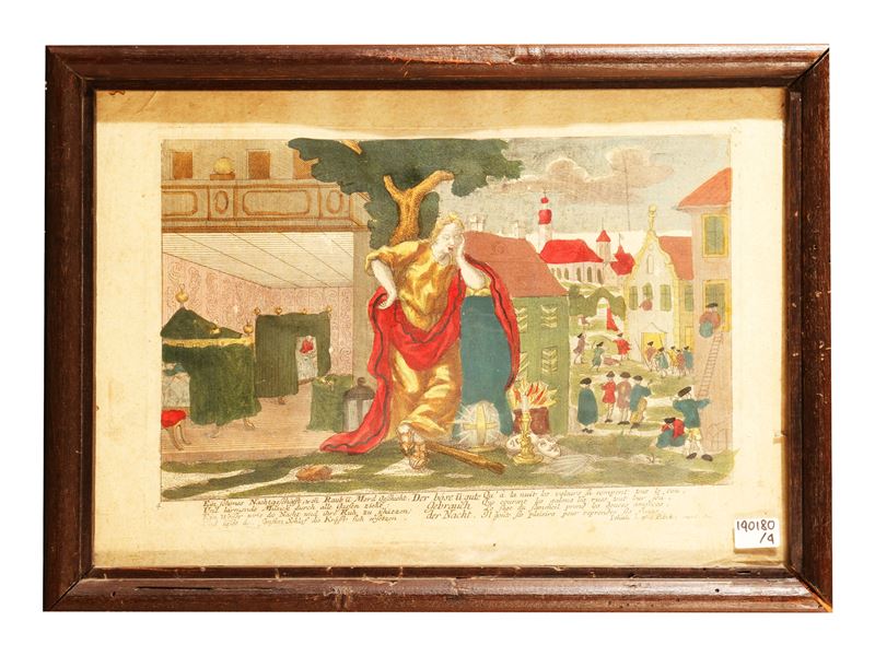 Johann Gottfried Bock - Le quattro fasi del giorno, serie di quattro stampe colorate a mano