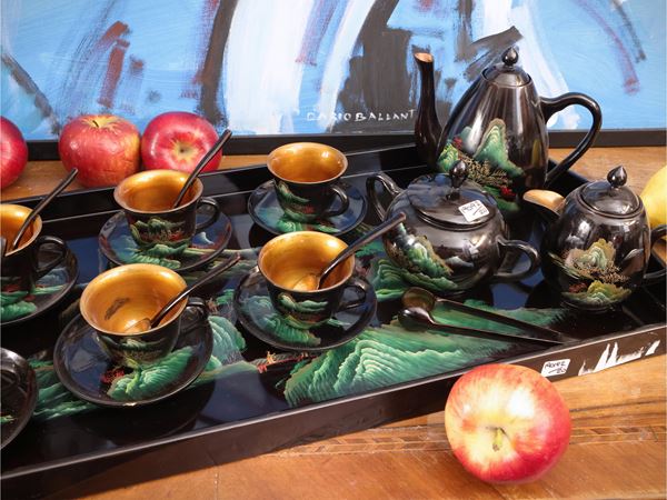 Black lacquer tea serving set