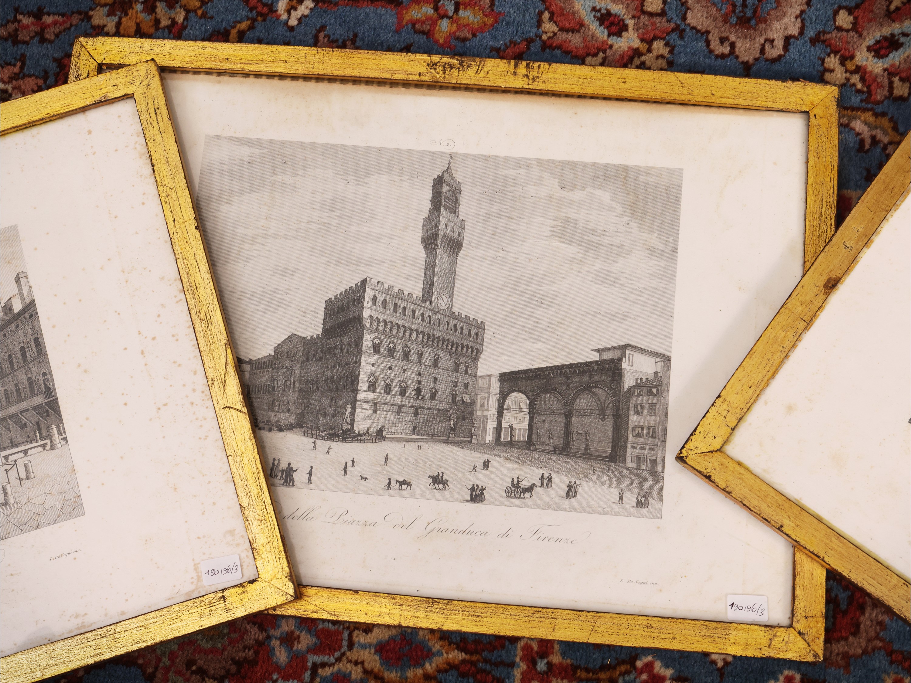 Vedute di Firenze, tre incisioni in cornice, XIX secolo