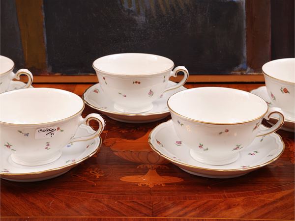 Series of nine porcelain tea cups, Richard Ginori