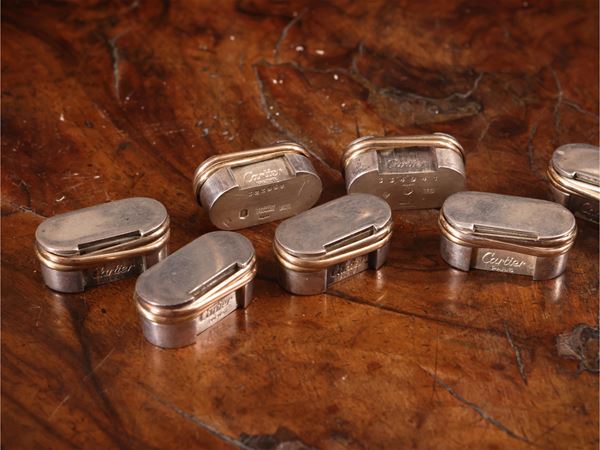 Serie di otto segnaposto in argento 925, Cartier