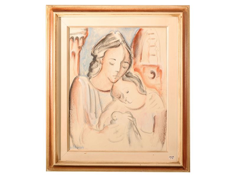 Giorgio Polykratis - Nudi e chitarra: Madre e figlia, olio su tela
