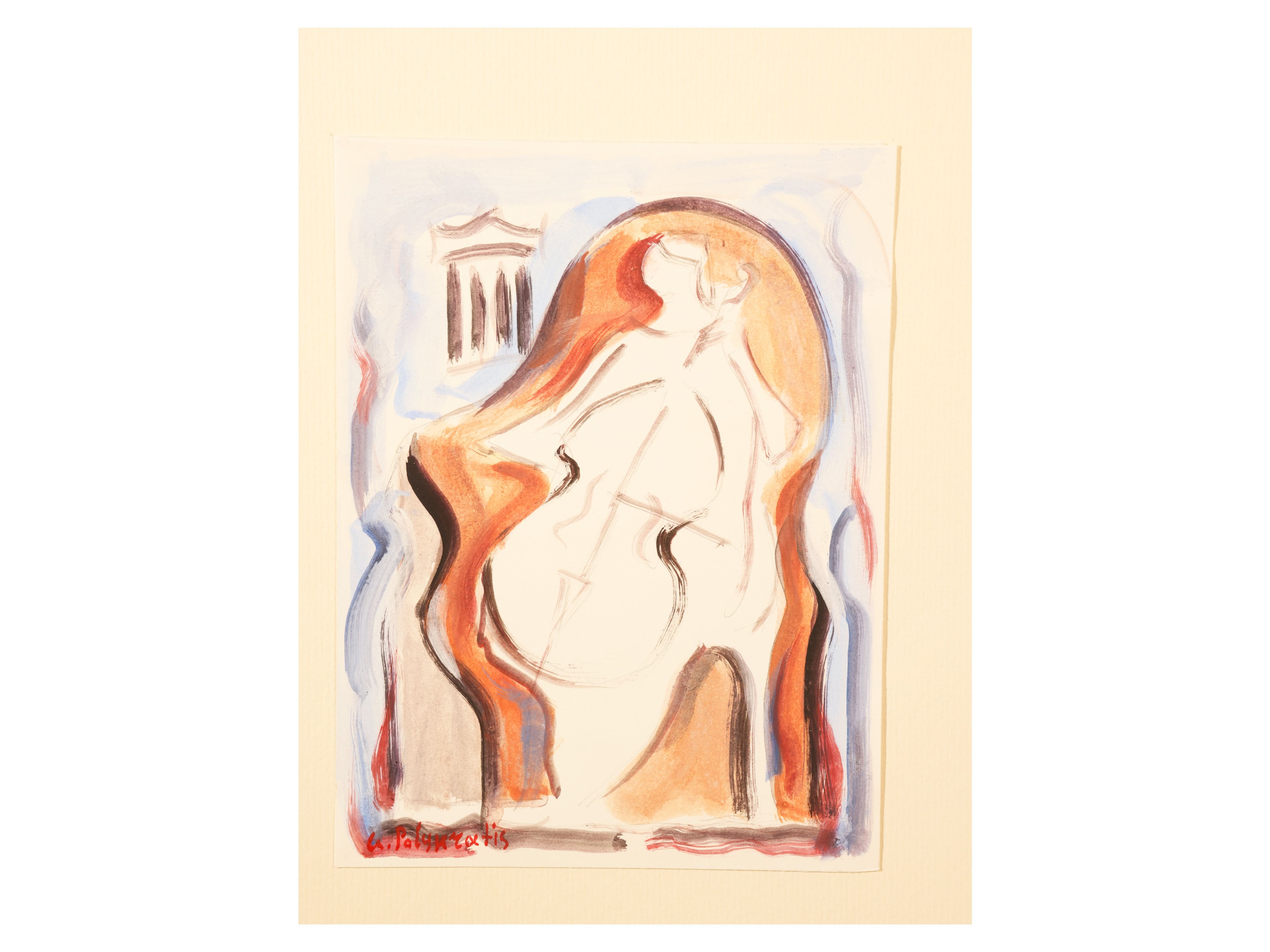 Giorgio Polykratis - Quattro dipinti e figure con Colombre, Madre e figlia e Musicista