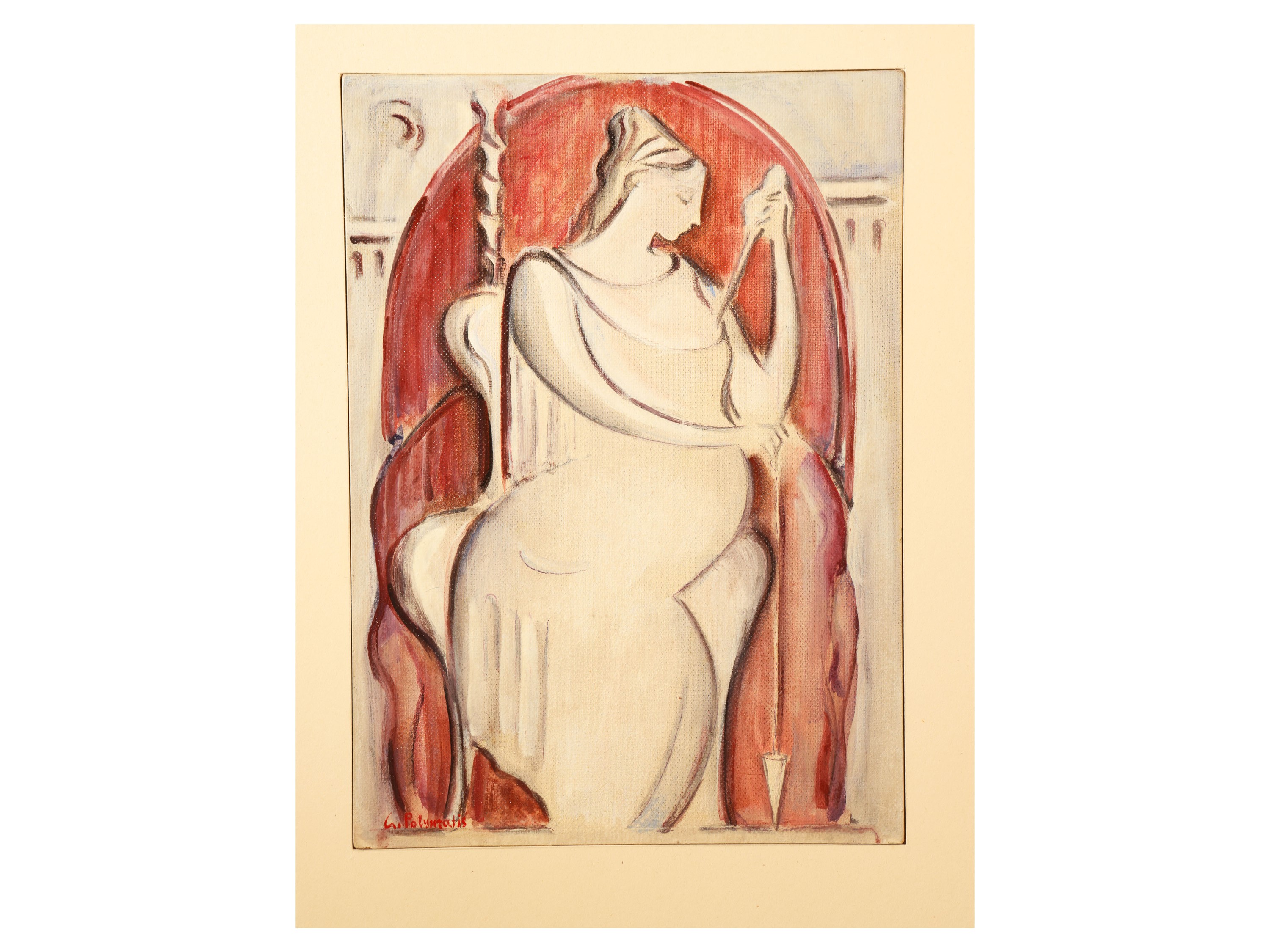 Giorgio Polykratis - Maternità, Penelope e Ragazza con colomba (trittico), olio su faesite