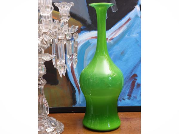 Vaso Venini in vetro soffiato verde acido
