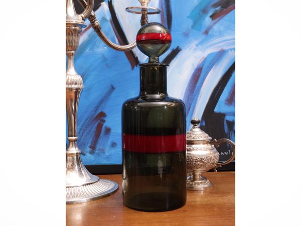 Bottiglia Venini in vetro fumé