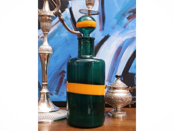 Venini bottle in green glass