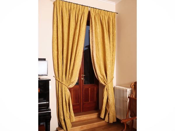 Golden yellow damask curtains