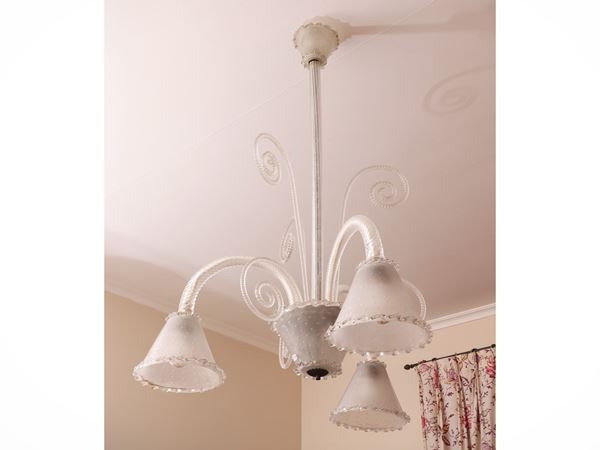 Lampadario in vetro soffiato di Murano