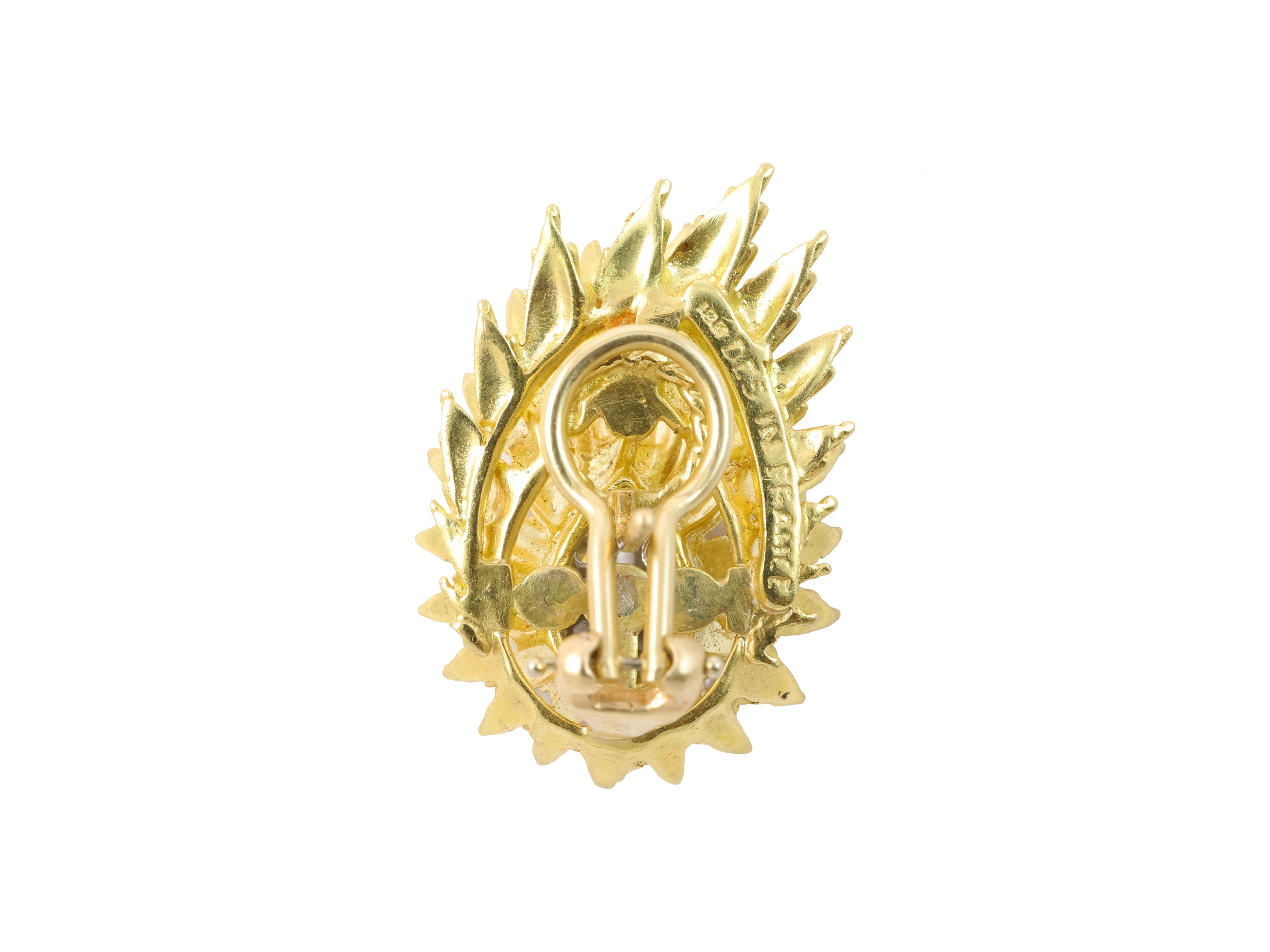 Hammerman Brothers, Paio di orecchini a raggiera in oro giallo 18 K, platino e diamanti
