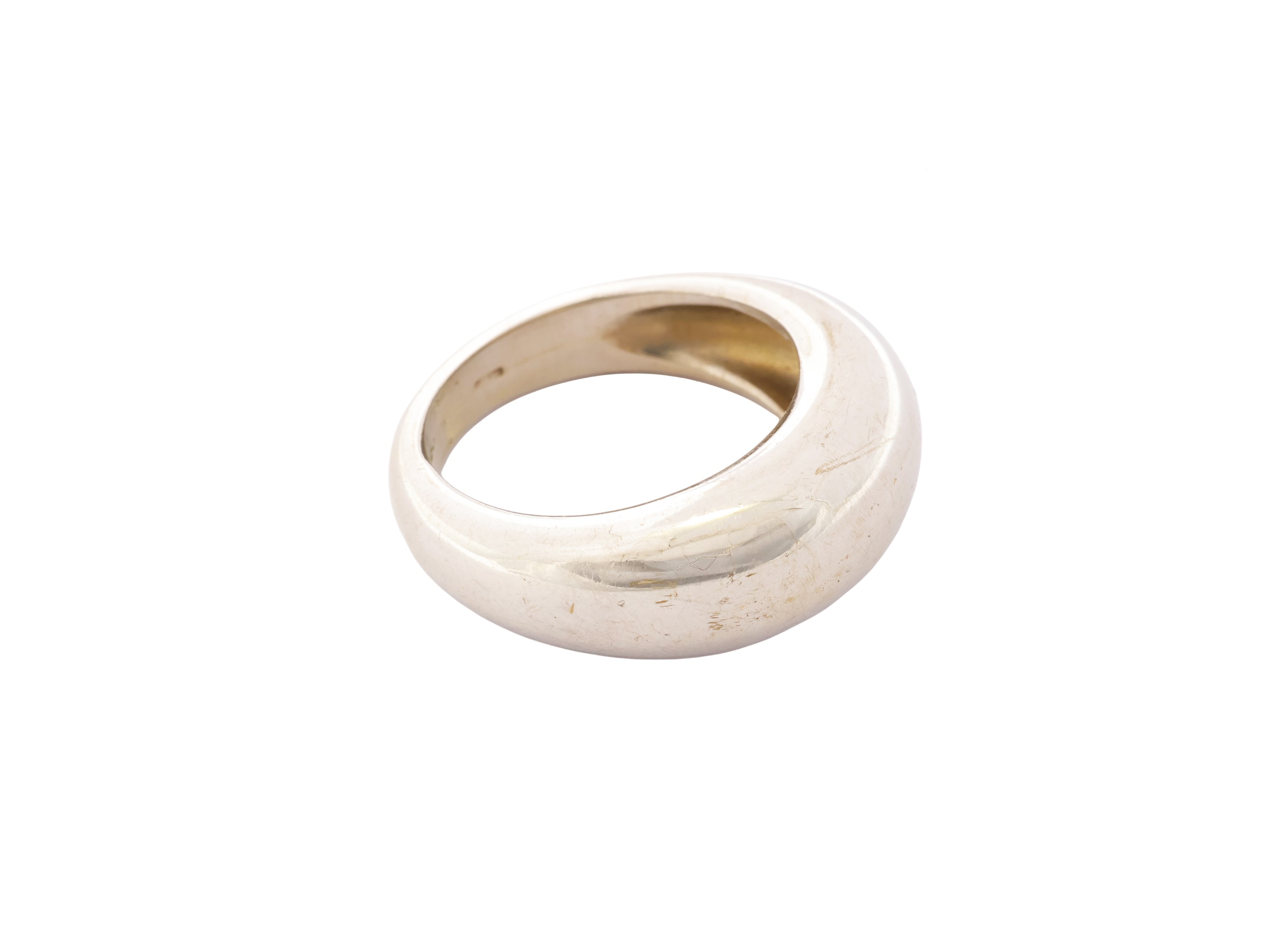 Anello in oro bianco 18Kt a fascia bombata, misura 14