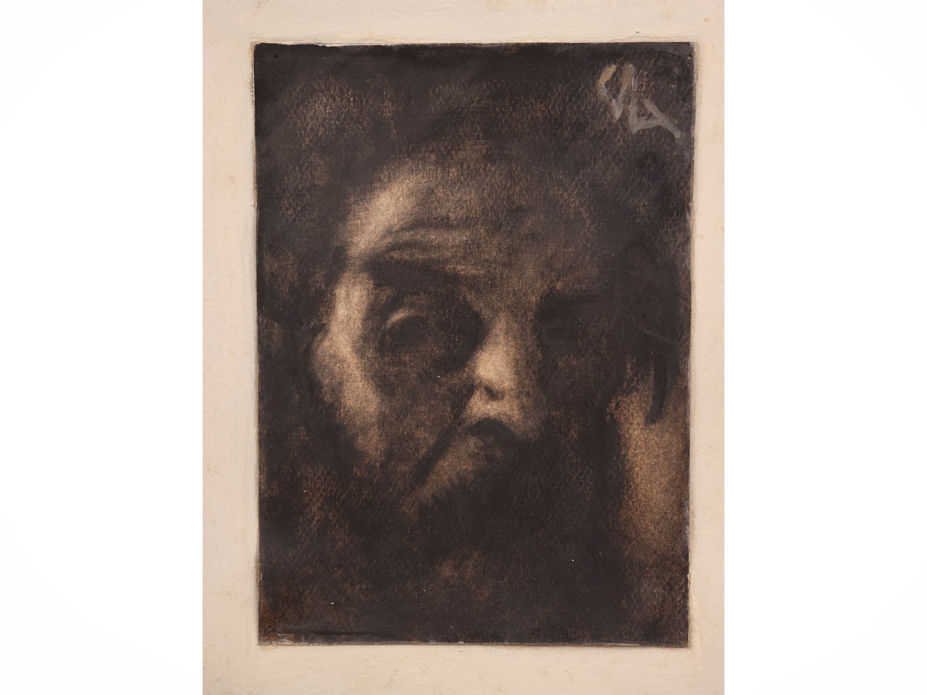 Enrico Sacchetti - Autoritratto, carboncino su carta applicata a cartone
