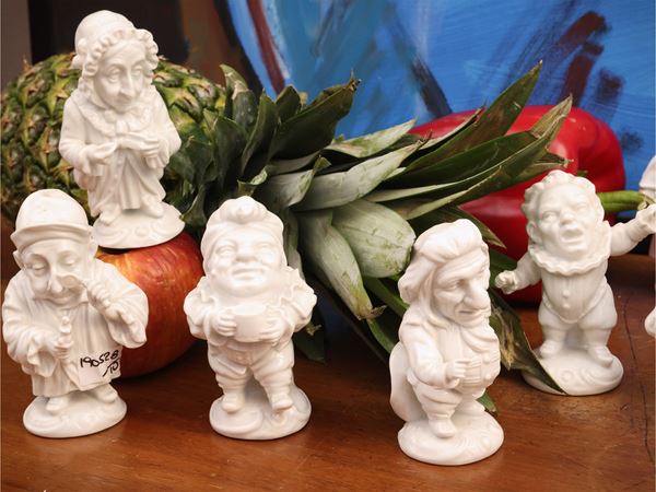 Series of ten caricature figures in porcelain, Caramogi, Ginori Capodimonte