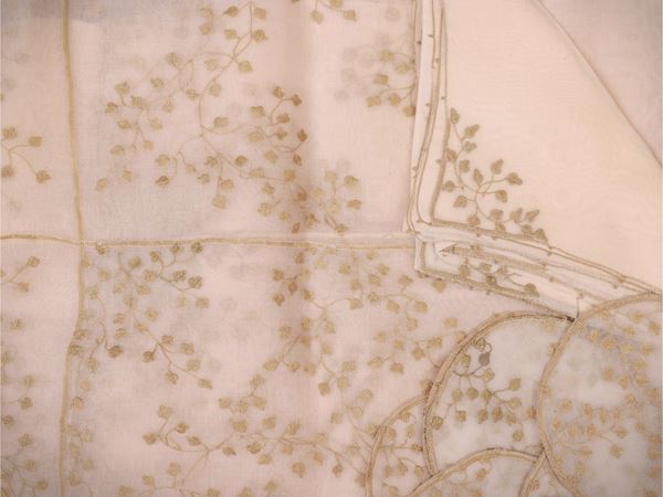Pale pink linen byssus tablecloth