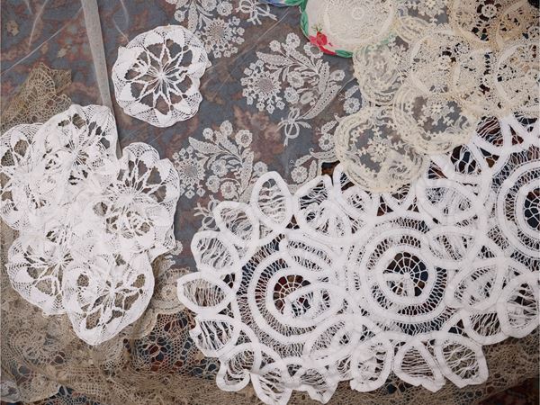 Assortment of lace fabrics