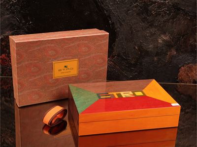 Etro, Scatola in legno multicolore