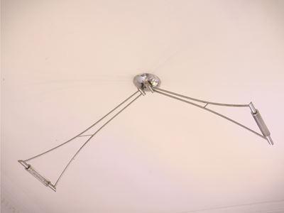 Coppia di lampadari in acciaio cromato con bracci orientabili