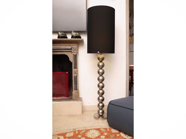 Chromed metal floor lamp