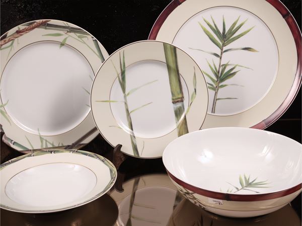 Porcelain dinner set, Bambou decoration, Sarah Anderson Paris