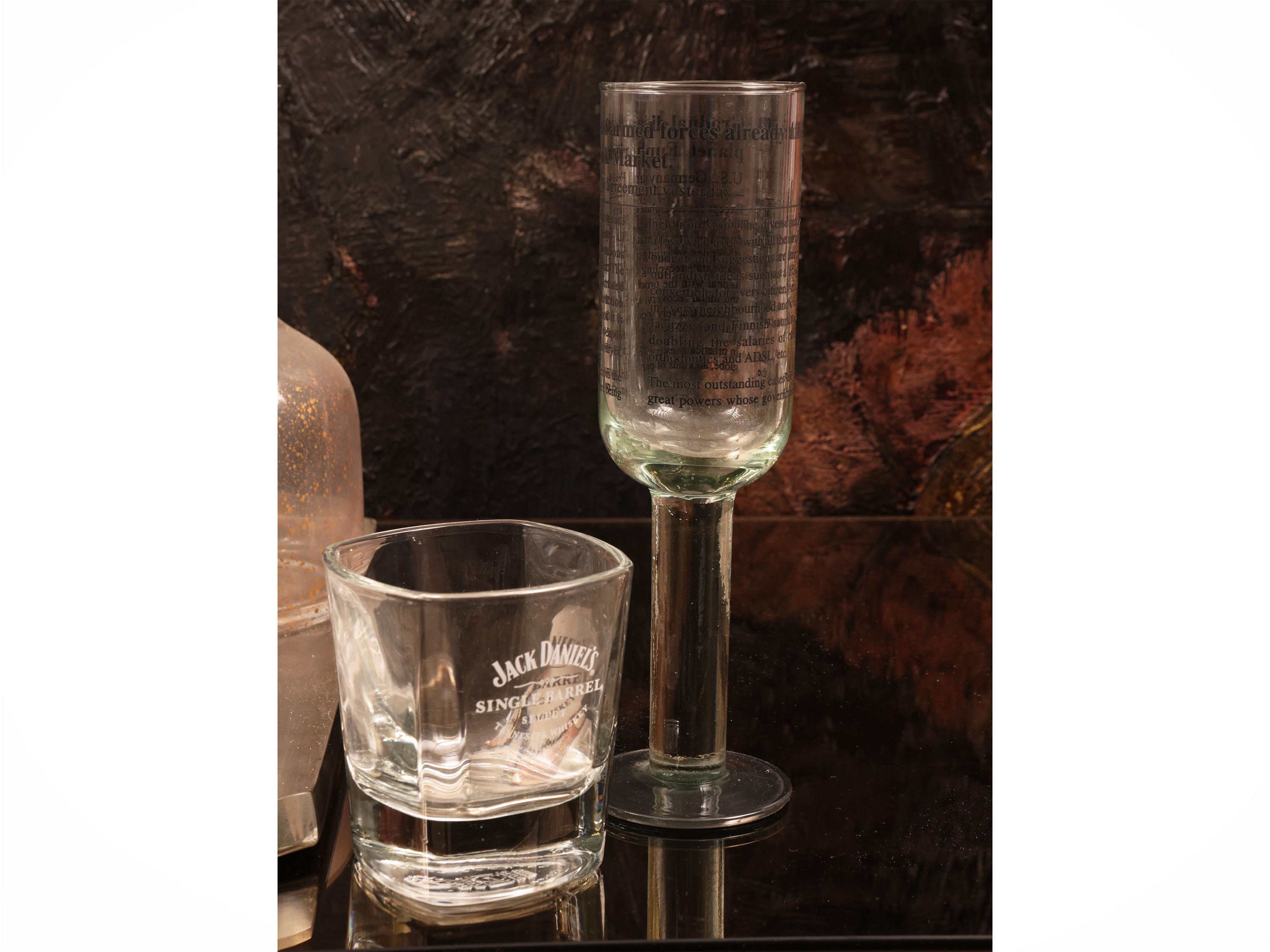 Assortimento di accessori da drink, flutes e bicchierini in cristallo doppio nero John Rocha per ...
