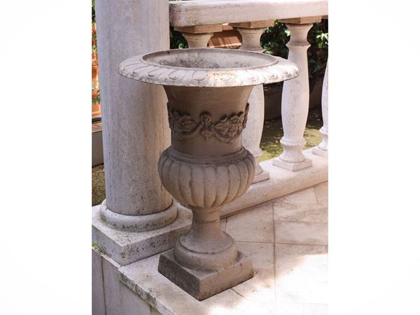 Pair of large Medici cast iron vases