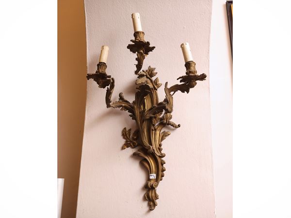 Coppia di applique in bronzo dorato
