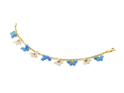 Bracciale in oro giallo 18 kt con calcedonio, maglie circolari