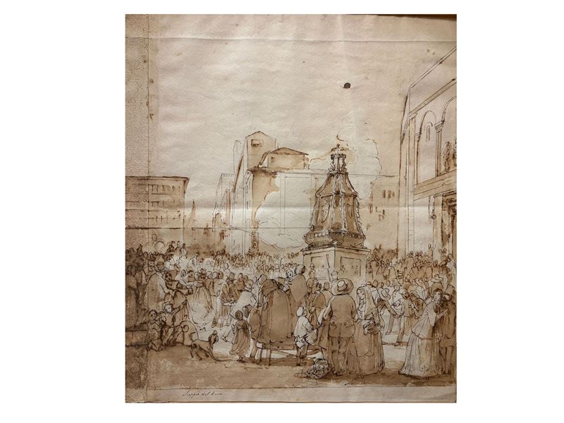 Scuola Toscana del XIX Secolo - Lo scoppio del carro a Firenze